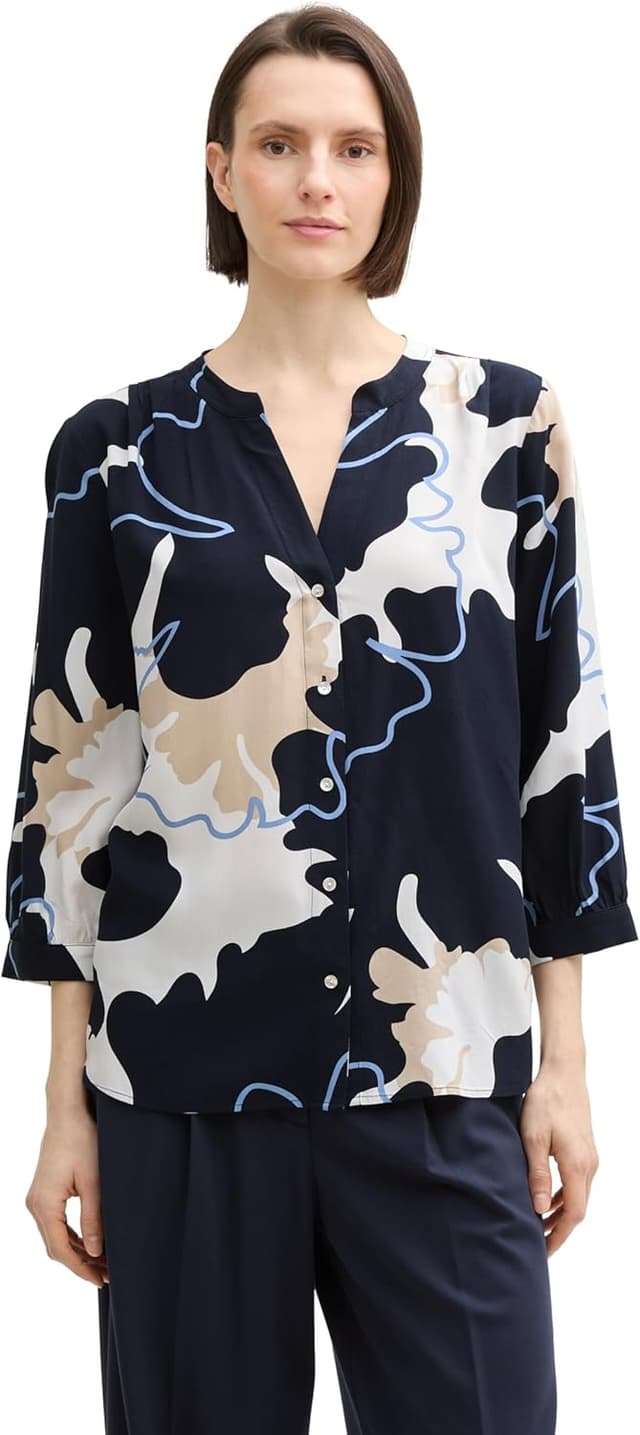 Detalle de TOM Tailor camicetta da donna con motivo Big Floral Shapes Design 37124 (maniche 3/4) taglia 42