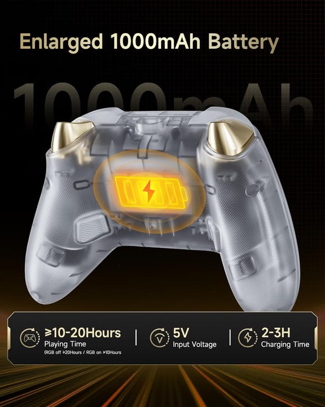 Thumbnail 6 de EasySMX Enhanced Wireless Bluetooth PC Controller with Charging Dock, RGB and Hall Sensor (White)