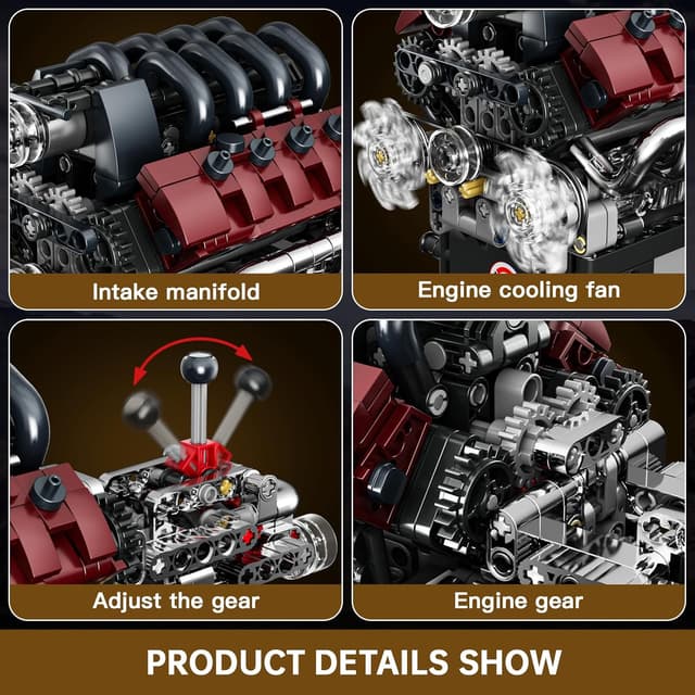 Detalle 2 de V8 Motor Bausatz 10227 von Mould King