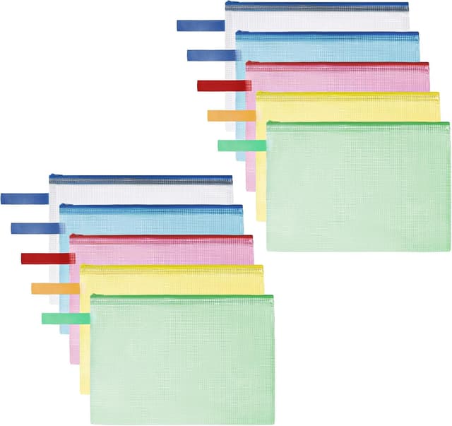 Detalle de OFFCUP Borse di File A5 (10 pezzi) con zip impermeabile e rete mesh per documenti