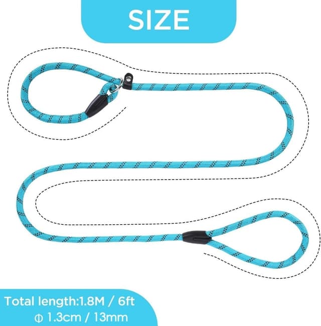 Detalle 2 de Loutep slip lead for dogs 1.8m rope leash with reflective stitching