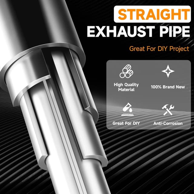 Detalle de A-KARCK Straight Exhaust Pipe Mandrel Tube (2.5 in OD) — Stainless Steel 30 in