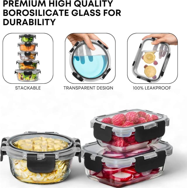 Thumbnail 6 de Razab 30 Glass Food Storage Containers 30pc 🥡