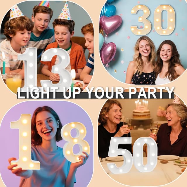 Thumbnail 6 de Ledido LED Light Up Marquee Number Sign 50 with cool and warm lighting modes