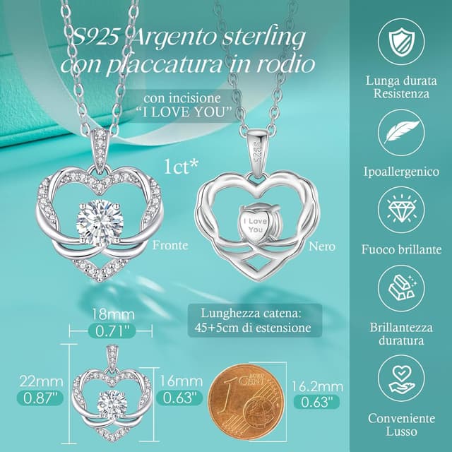 Thumbnail 5 de LOUISA SECRET Collana Infinity Heart 45 cm