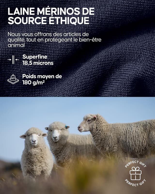 Detalle de DANISH ENDURANCE Haut thermique en laine mérinos pour femme (couche de base hiver)
