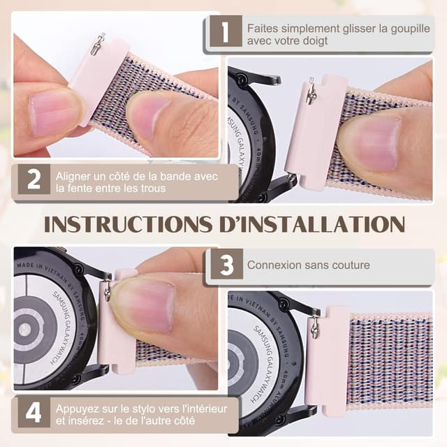 Detalle de 24 mm Nylon-Sportarmband mit Klettverschluss für Suunto & Hybrid-Uhren – Vodtian Nylon Armband kompatibel mit 24mm