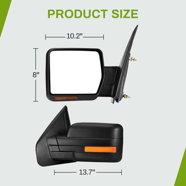 Thumbnail 6 de AUTOSAVER88 Left Driver Side Door Mirror for 2007–2014 Ford F-150 (Turn Signal, Puddle Light, Heated, Power, Manual Folding)