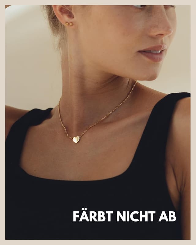 Detalle de GD GOOD.designs Herzkette für Damen – verstellbar 42–47 cm mit Herzanhänger in Gold 18K, Silber oder Roségold
