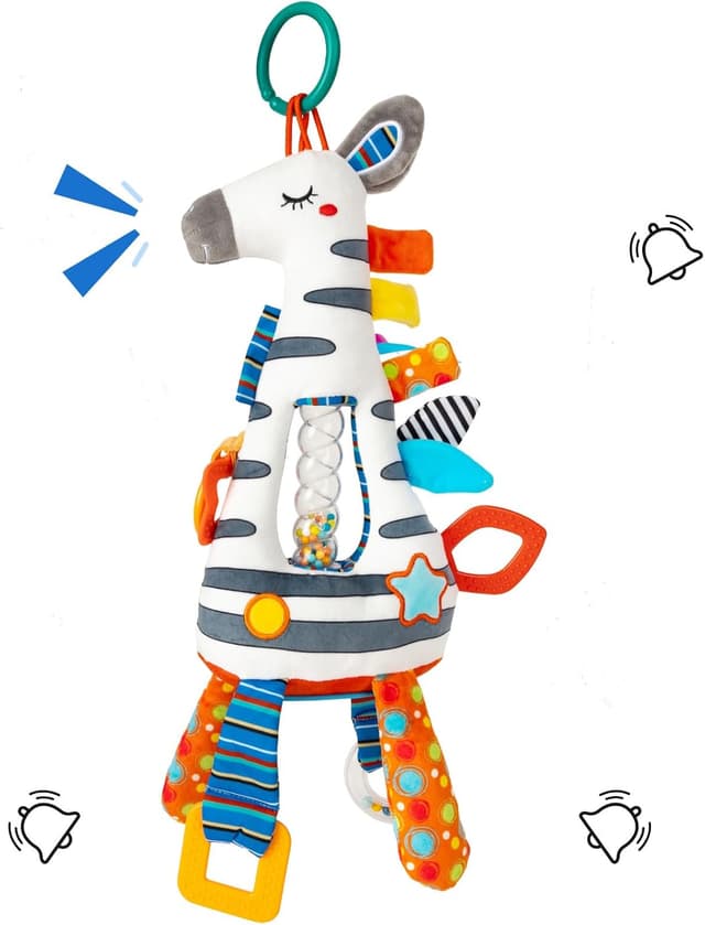 Detalle de Funsland pram toys for babies (0–6 months) clip-on car seat stroller activity plush with hanging rattle