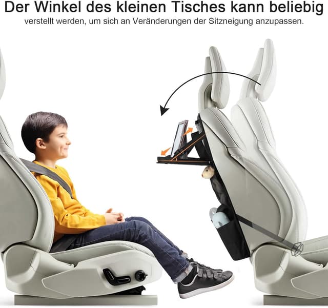 Detalle de Ezilif Autositz Rückenlehnenschutz mit Organizer, klappbarem Tisch & iPad-Tasche (Kinder)