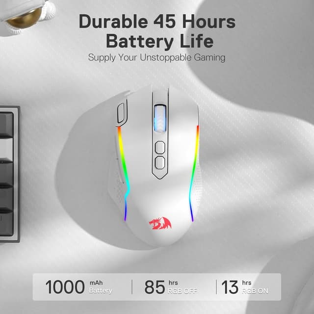 Detalle 2 de Redragon M810 Pro kabellose Gaming-Maus (2,4 GHz) mit bis zu 10.000 DPI, 8 Makrotasten und Schnellfeuertaste