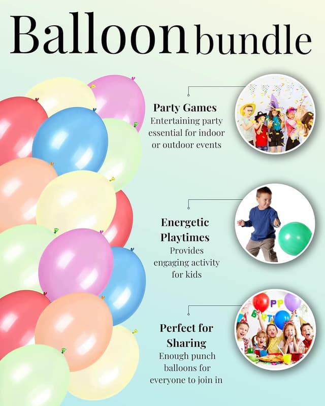 Detalle de 25 Large Punch Balloons for Kids Party Bag Fillers (12 Inch, Assorted Colours)