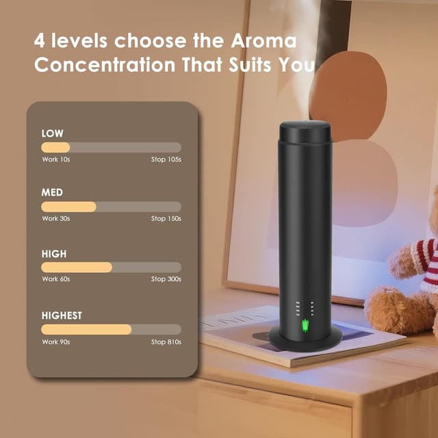 Detalle de Diffuseur d’huiles essentielles sans eau noir 200 ml portée 135 m²