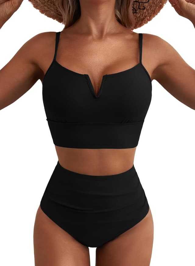 Detalle de Herseas High Waisted Bikini Sets for Women with V-Wire Top & Tummy Control