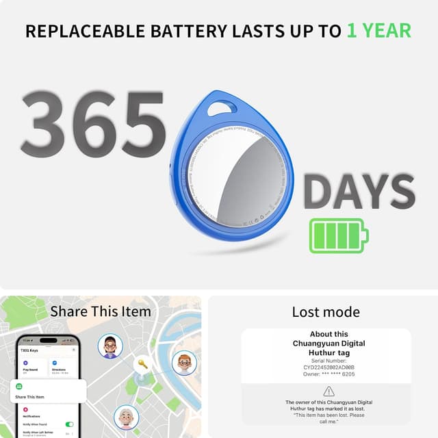 Thumbnail 5 de QCOQ Air Tracker Tags 4 Pack Blue