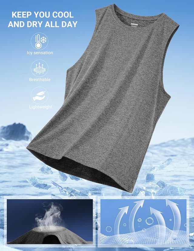 Detalle de COOFANDY Men’s Dry Fit Workout Tank Top (UPF 50+), Sleeveless Gym & Running Muscle Shirt