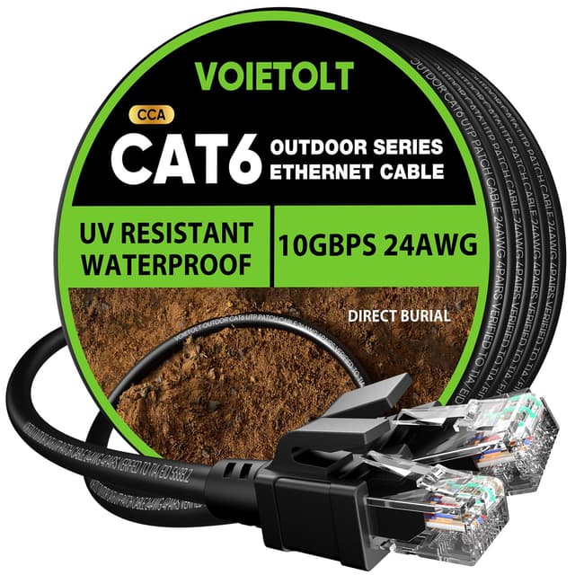 Detalle de VOIETOLT Outdoor Cat6 50m Ethernet Cable 📡