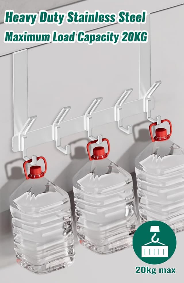 Detalle de MIVITOOM Over The Door Hook Hanger with 5 Coat Hooks (White) – space-saving storage for doors