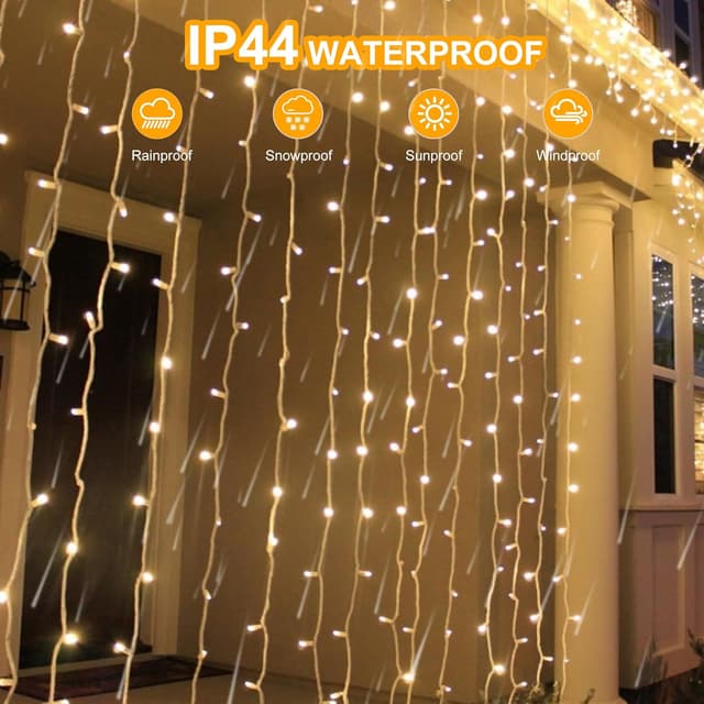 Detalle 2 de CORST 2m x 2m curtain lights (204 LEDs) plug-in with remote timer and linkable design