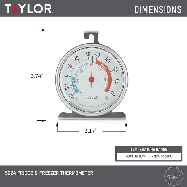 Thumbnail 1 de Taylor 5924 Large Dial Refrigerator Thermometer 3"