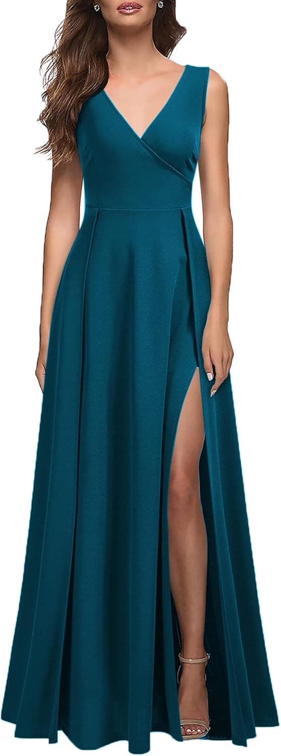Detalle 2 de MUSHARE Women’s V-Neck Sleeveless Split Formal Dress (Bodycon Maxi)