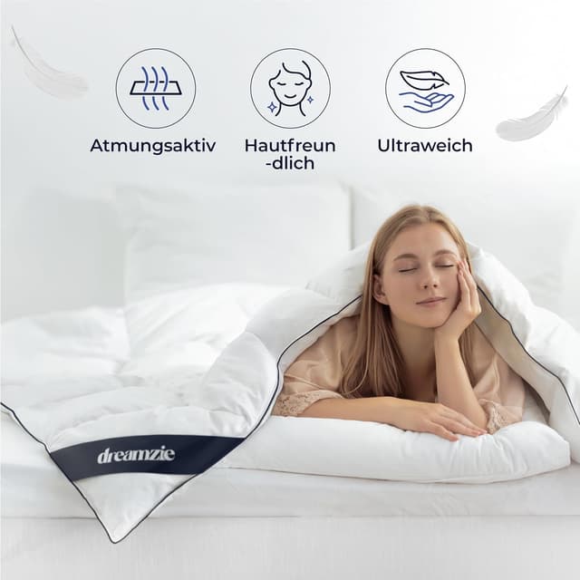 Thumbnail 6 de Dreamzie Daunendecke 155×220 cm (650 gsm) – Warm Winterdecke mit Daunen & Federn