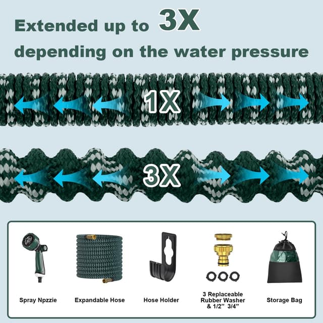 Thumbnail 3 de U ULTTY Flexibler Gartenschlauch 30 m mit Auszieh-Funktion, Metallanschlüssen und 10-Funktions-Brause