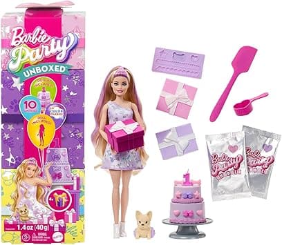 Detalle de Barbie JFG70 Cumpleaños de Mascotas 🎉, 10 sorpresas y más