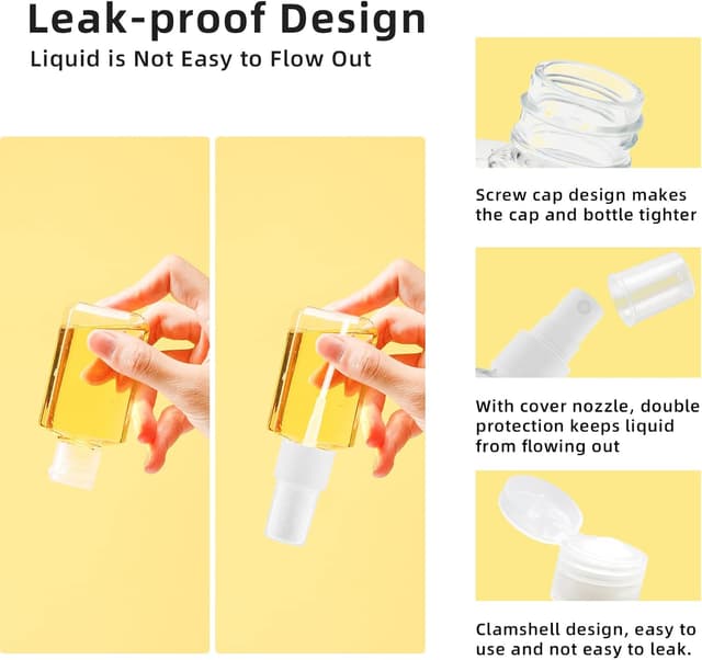 Detalle de Ysimple 12 Pack 60ml Travel Bottles Set with Spray Nozzles, Funnels and Labels