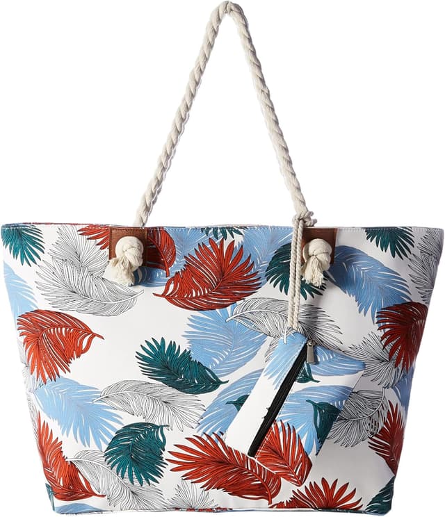 Detalle de DonDon große Strandtasche XXL mit Reißverschluss (Umhängetasche Damen) – Japanese Garden