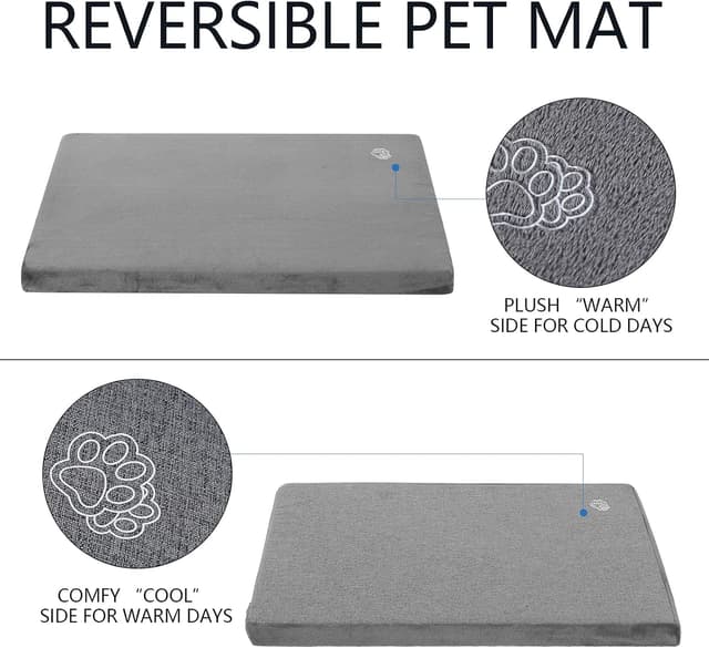 Detalle de EMPSIGN Large Washable Dog Mattress with Waterproof Liner (Reversible) Grey, 89x56x7.5cm