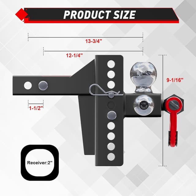 Thumbnail 1 de TYT Adjustable Tri-Ball Trailer Hitch 2-Inch Receiver