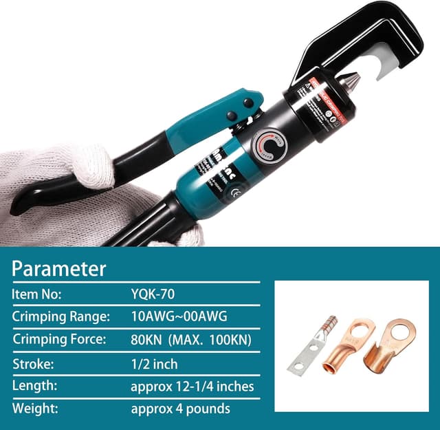 Thumbnail 1 de AMZCNC hydraulic crimper 3/0 AWG
