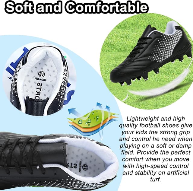 Detalle 2 de Boys Football Boots Kids Cleats Trainers FG/AG – breathable, soft leather comfort
