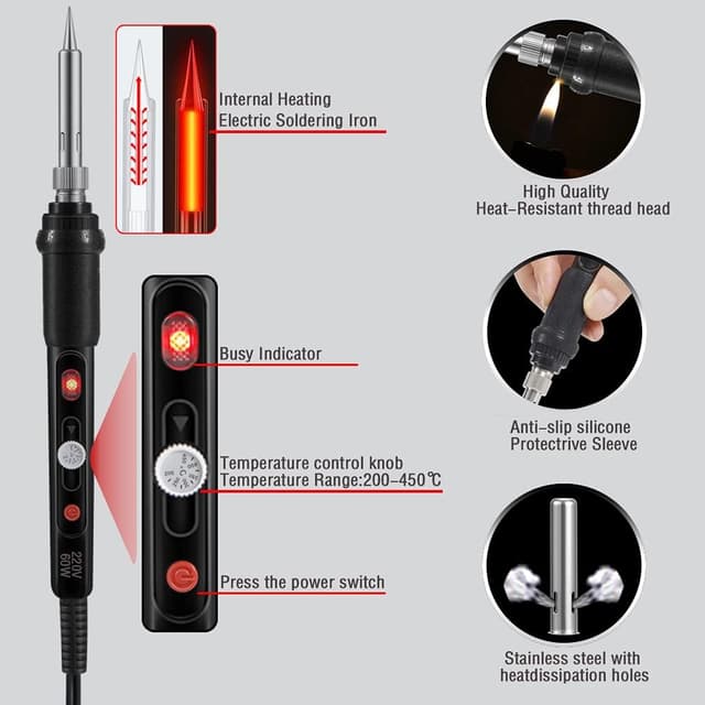Detalle de XODMAO soldering iron kit 60W 200 450℃