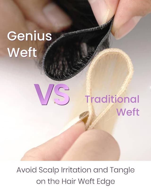 Detalle de LaaVoo Invisible Tressen Echthaar (Braun) – 55 cm lange Weft-Extensions aus Remy-Menschenhaar, 80 g