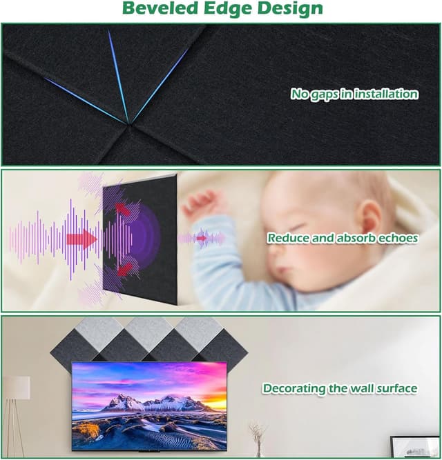 Detalle 1 de AGPTEK Akustikpaneele mit 12 Platten, 30x30 cm