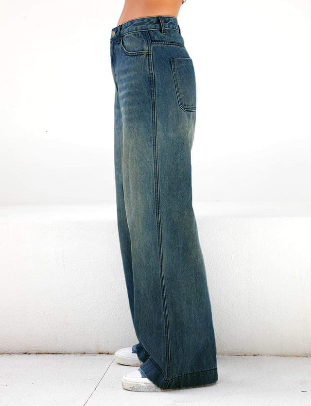 Detalle 2 de EMMIOL Women's Wide Leg Distressed Denim Pants