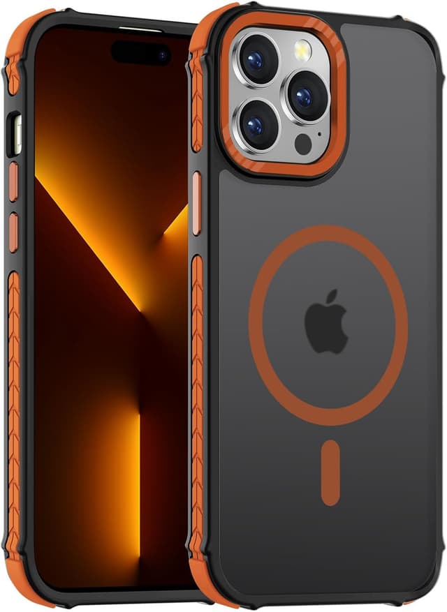 Detalle de DEERLAMN Strong Magnetic Case for iPhone 15 Pro Max (6.7-inch) with MagSafe Compatibility, Frosted Orange