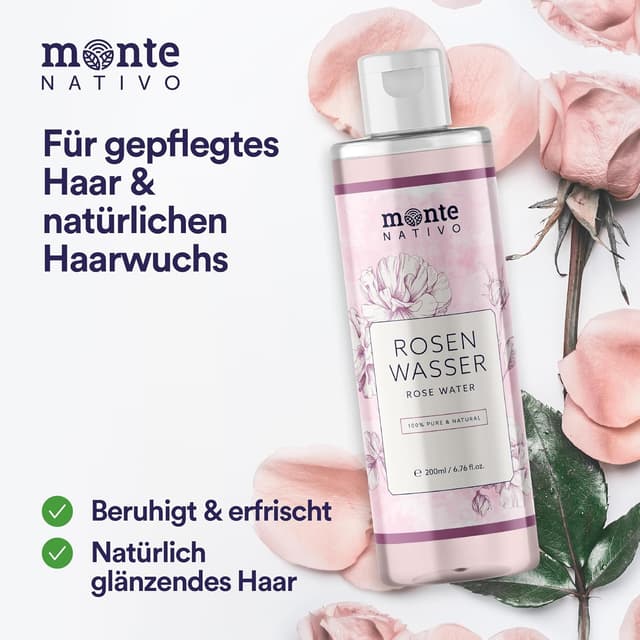 Detalle 1 de Monte Nativo Rosenwasser Gesichtswasser 2x200 ml (400 ml) – natürliche Gesichtspflege gegen Unreinheiten