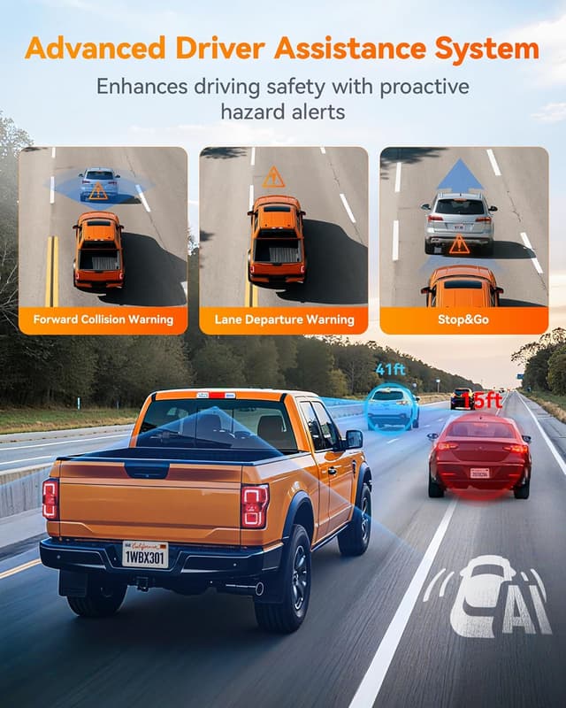 Detalle 2 de WOLFBOX X3 Pro Dual Front & Rear Dash Cam with 5MP STARVIS 2, GPS, Wi‑Fi and ADAS (X3 Pro)