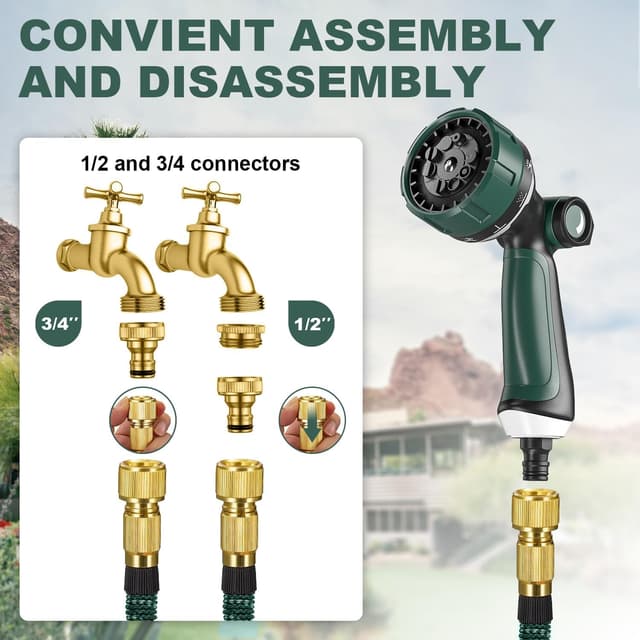 Thumbnail 2 de U ULTTY Flexibler Gartenschlauch 30 m mit Auszieh-Funktion, Metallanschlüssen und 10-Funktions-Brause