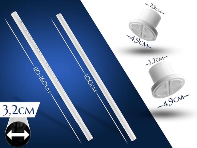 Detalle 2 de MEISENBERG Duschstange ohne Bohren 210–260 cm, weiß – Klemmstange mit Ø 32 mm für Vorhänge, Bad & Balkon