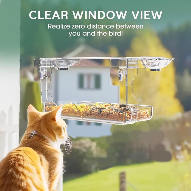 Thumbnail 6 de WELDUN Window Bird Feeder with clear plastic viewing, 2 water bowls and removable trays