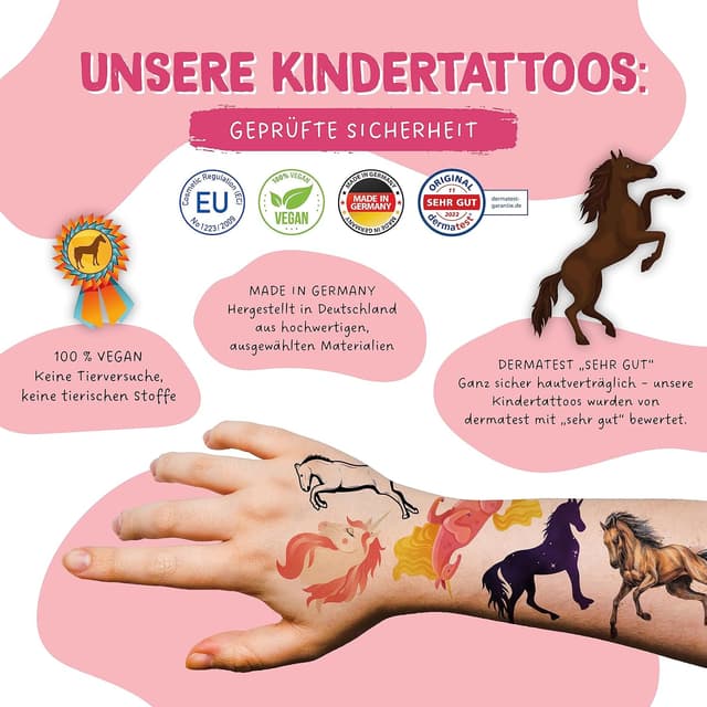Detalle de Papierdrachen Tattoos für Mädchen mit Pferden 100