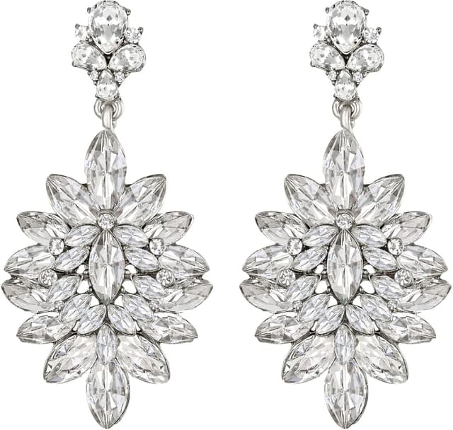 Detalle 2 de Boucles d’oreilles pendantes Clearine en cristal strass, motif goutte d’eau – bijoux vintage pour femme