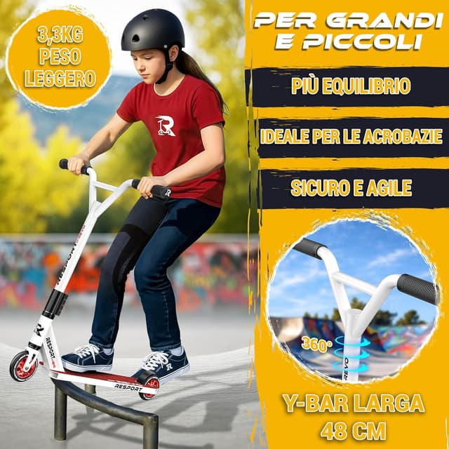 Detalle 2 de RE:SPORT Stunt Scooter REVO con supporto, ruote 100 mm in poliuretano e cuscinetti ABEC 9