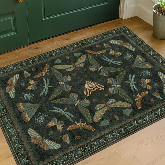 Imagen de Hazo Haus 2x3 Entry Rug Dark Green for Indoor Use en OfertitasTOP