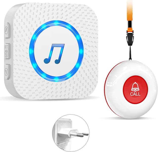 Detalle de ChunHee Notrufknopf für Senioren – kabelloser Funk-Alarm mit Empfänger für SOS-Pflegebedürftige